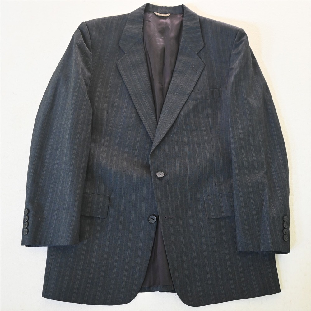Vtg Christian Dior 40S Blue Striped USA Made Wool Mens Blazer Jacket Sport Coat